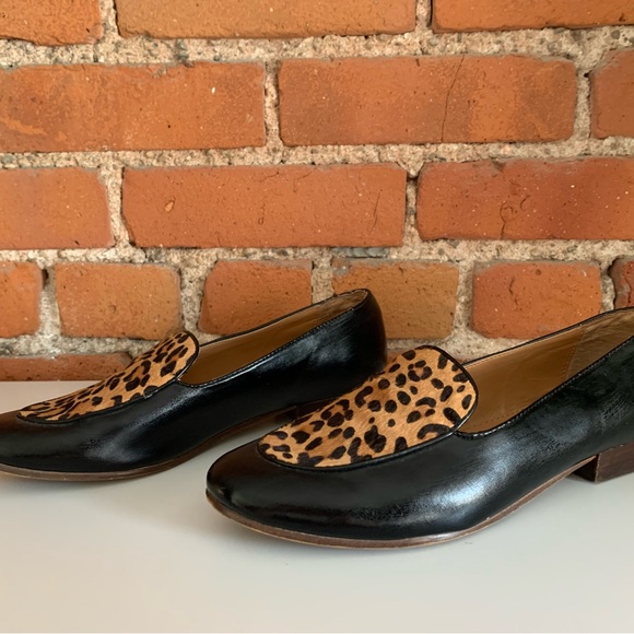 J CREW Calf-Hair Stacked Heel Loafers/Flats Leopard Print EUC 6 - Picture 3 of 12